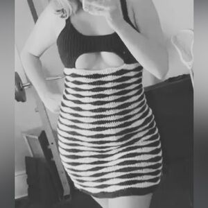 Stylish Black and White Knit Dress